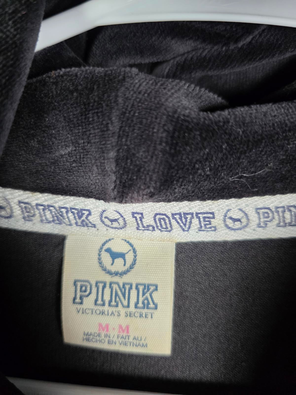 Victorias Secret Pink GOLD Velour Snake Print Bling Full Zip VTG Y2k Hoodie MED