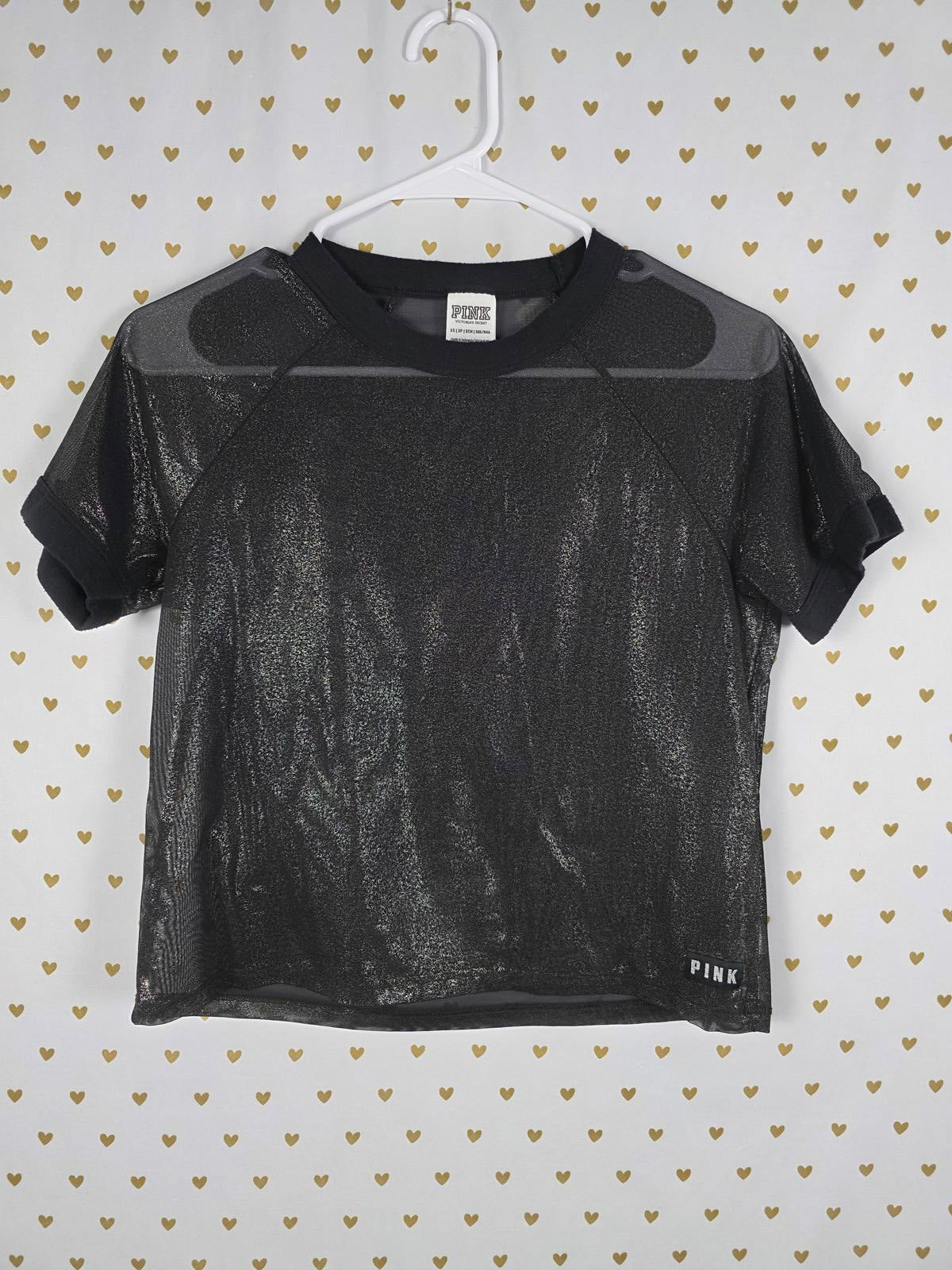 Victorias Secret PINK SHIMMER SHEER Cropped Sexy Shirt XS
