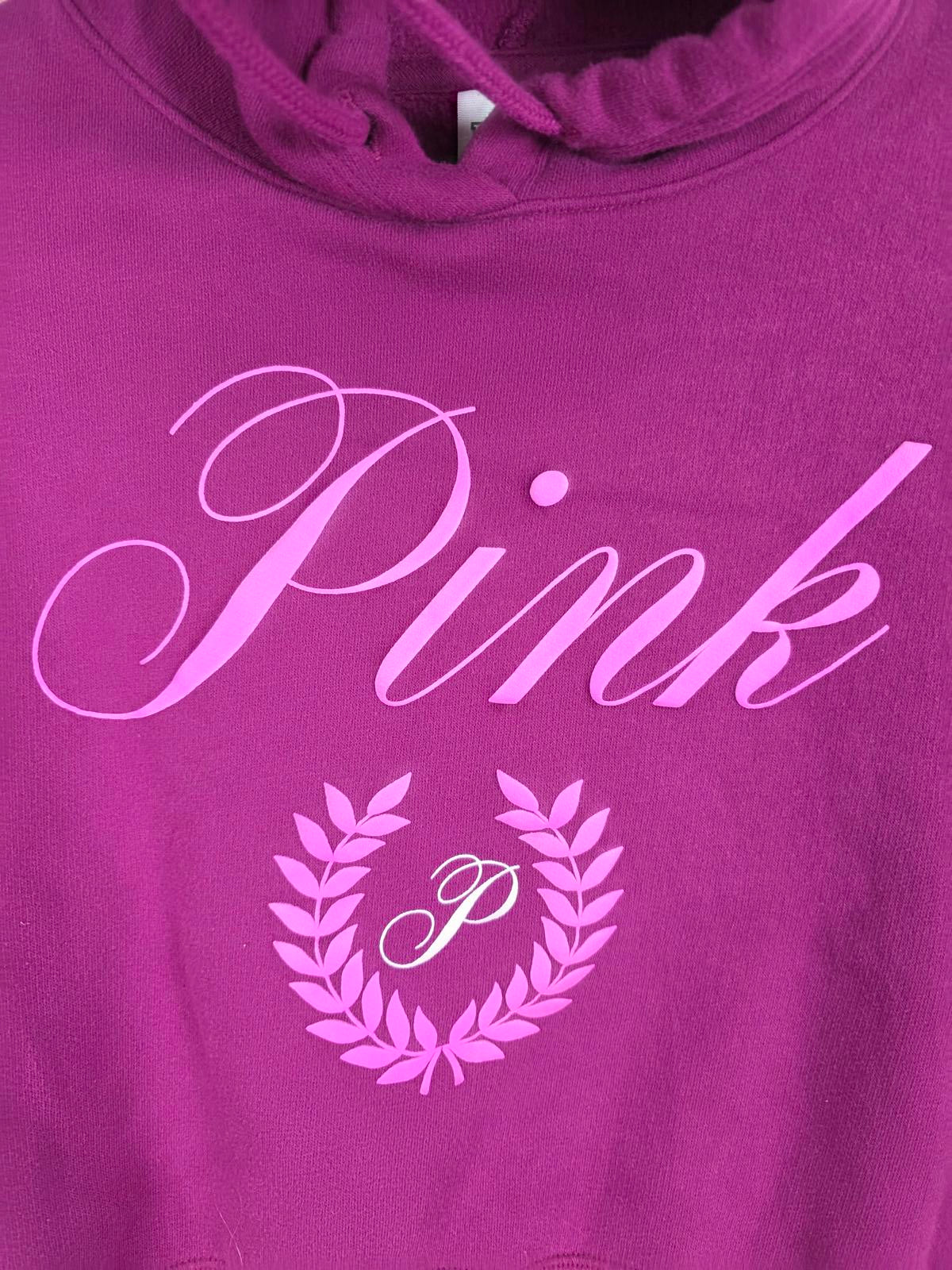 Victorias Secret Pink Logo Cropped Hoodie Sweater Pullover Jacket SMALL