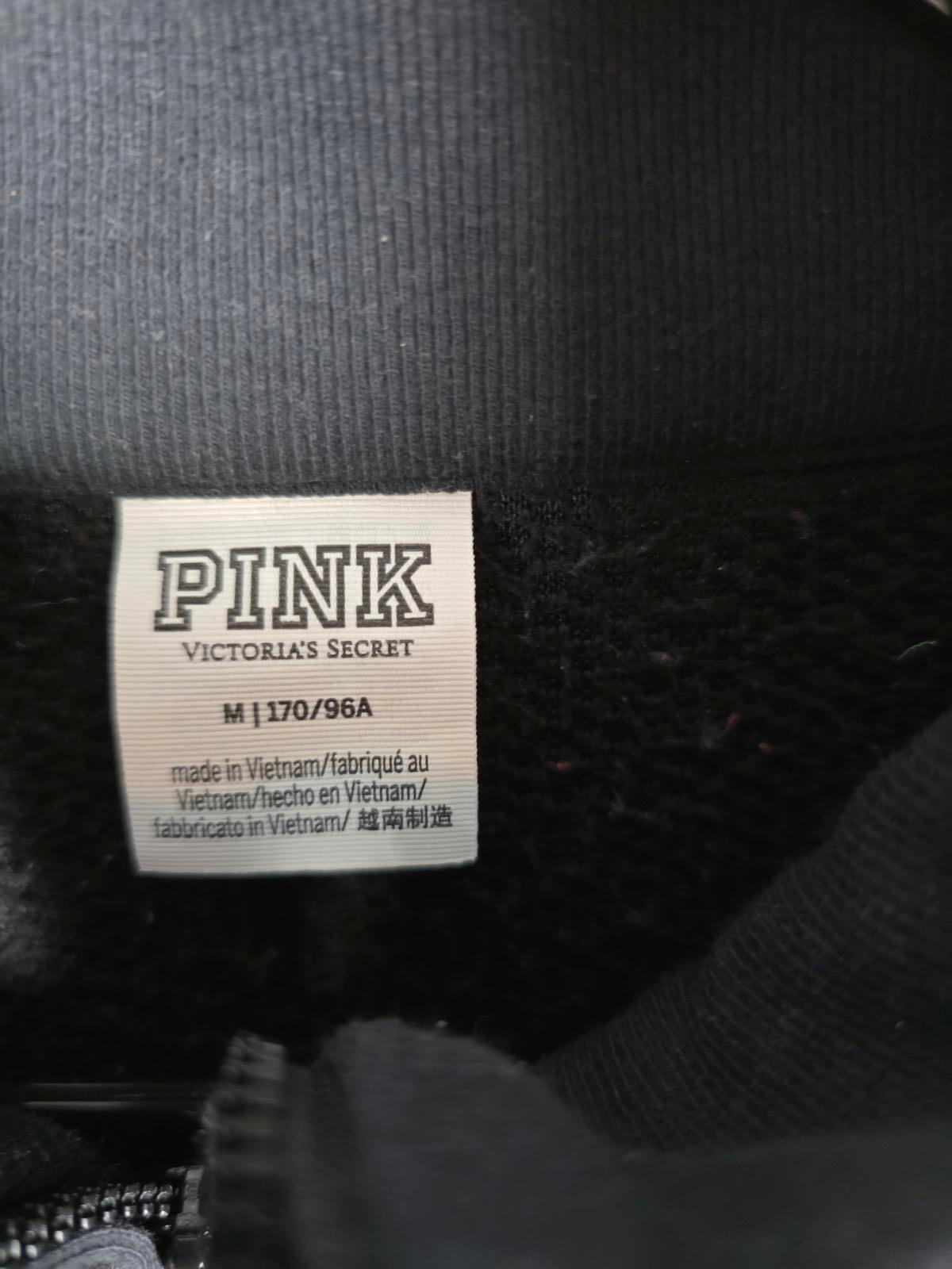Victorias Secret Pink Fuzzy Sherpa Boucle Quarter Zip Sweater Shirt LOGO MEDIUM