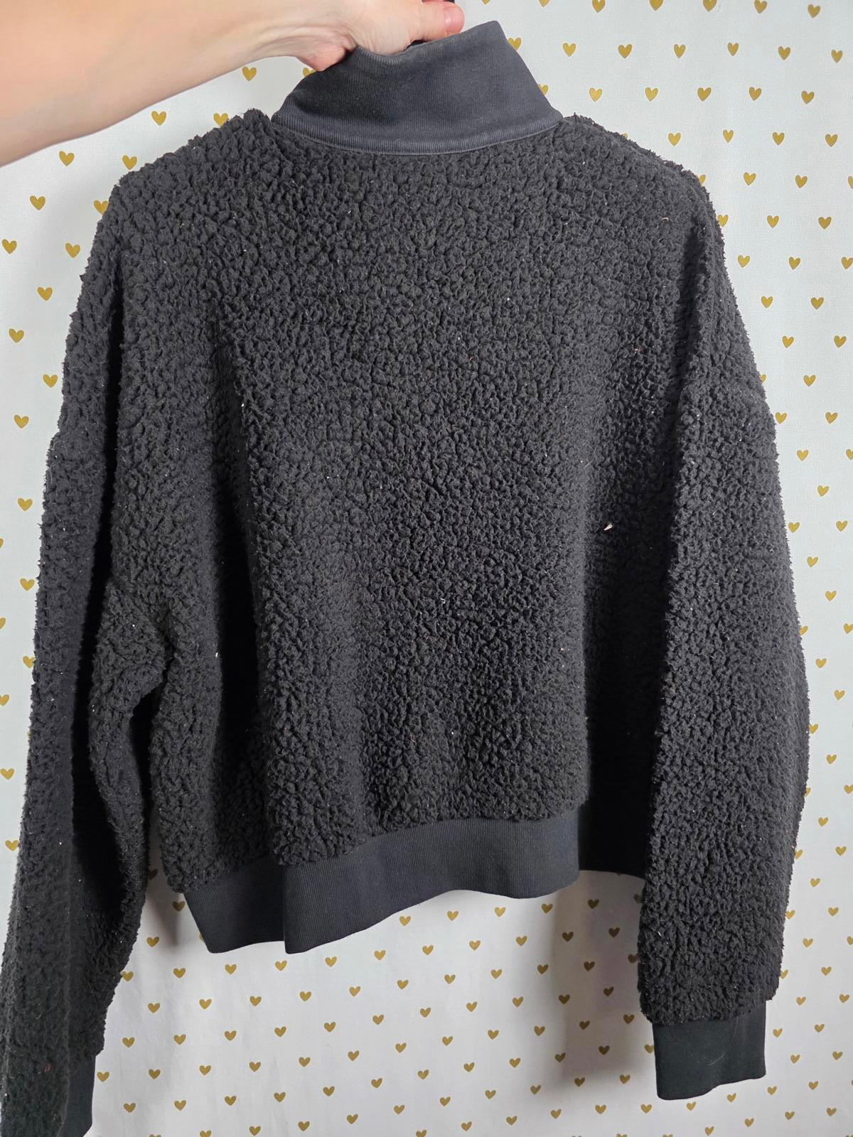Victorias Secret Pink Fuzzy Sherpa Boucle Quarter Zip Sweater Shirt LOGO MEDIUM