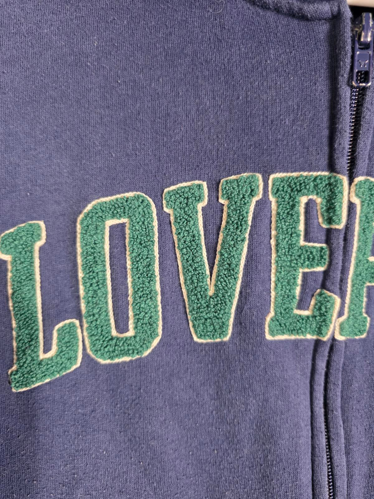 Victorias Secret Pink LOVE Full Zip Hoodie Jacket BLUE Fuzzy LOGO small