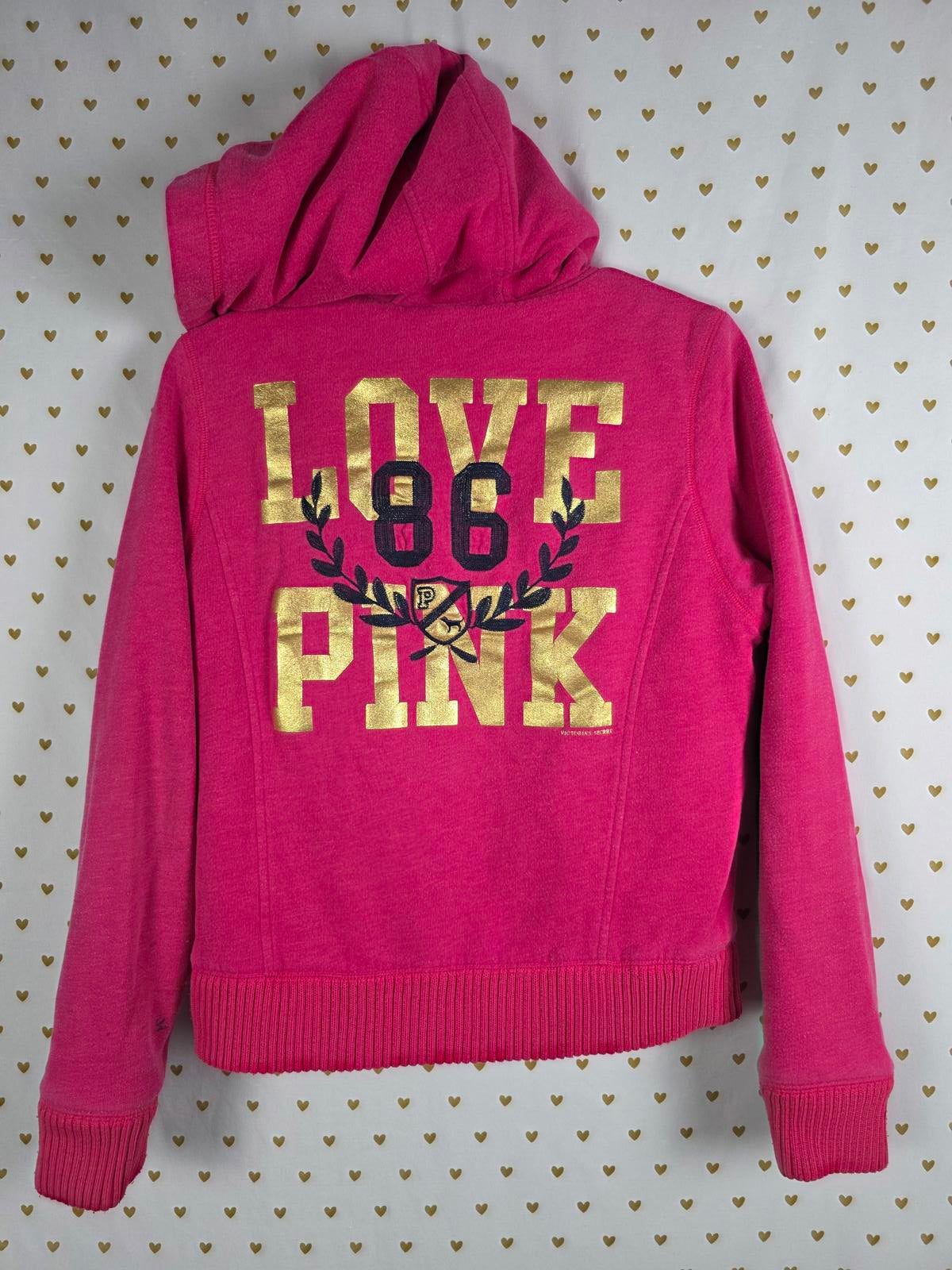 Victorias Secret Pink GRAIL Fur Lined LOVE Hoodie Double Breasted Y2K VTG jacket