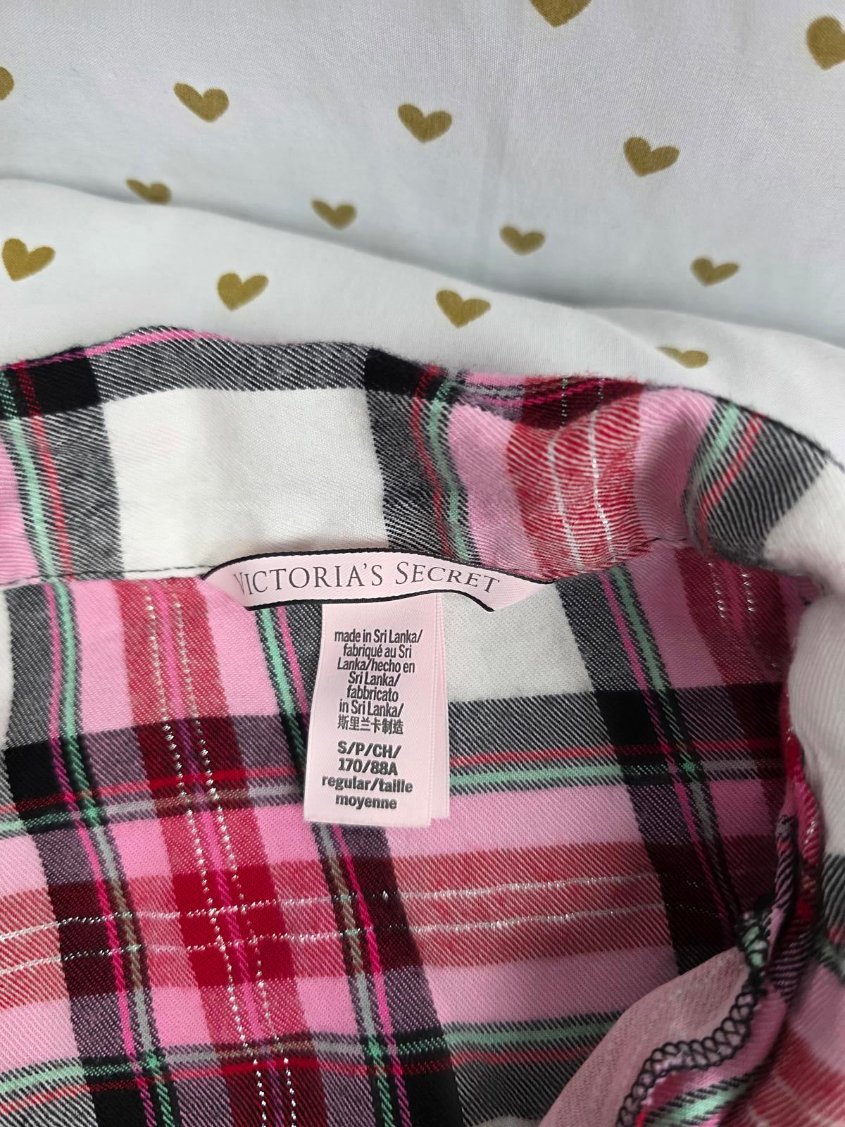 Victorias Secret Lot of 2 SMALL PLAID sleep Tops Shirts Pajama PJ