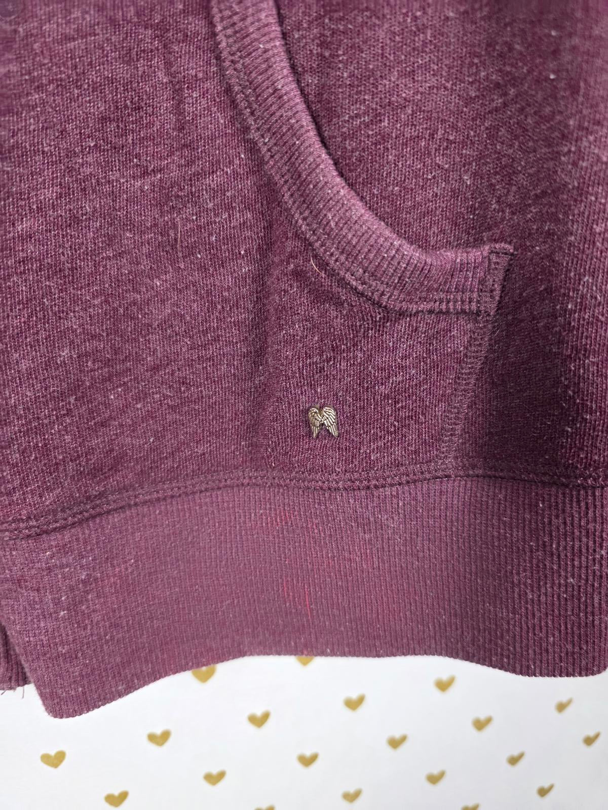 Victorias Secret BLING HEART Full Zip HTF hoodie Maroon Jacket MEDIUM