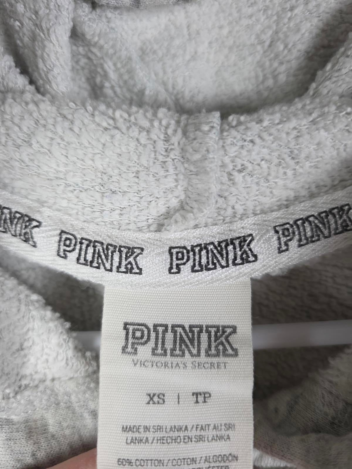 Victorias Secret Pink CUTE EMBROIDERED Grey Hoodie Jacket Coat  XS