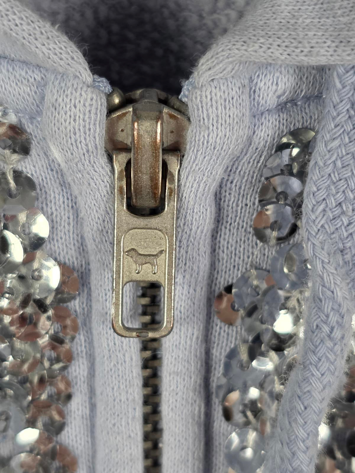 Victoria's Secret PINK Fashion Show Silver Sequin Bling Hoodie XS RARE