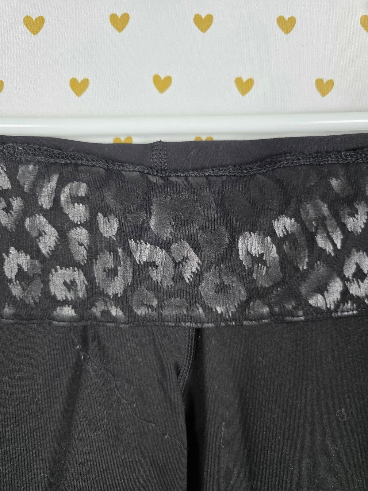 Victorias Secret PINK LEOPARD CHEETAH reversible FOLDOVER Leggings Yoga MEDIUM