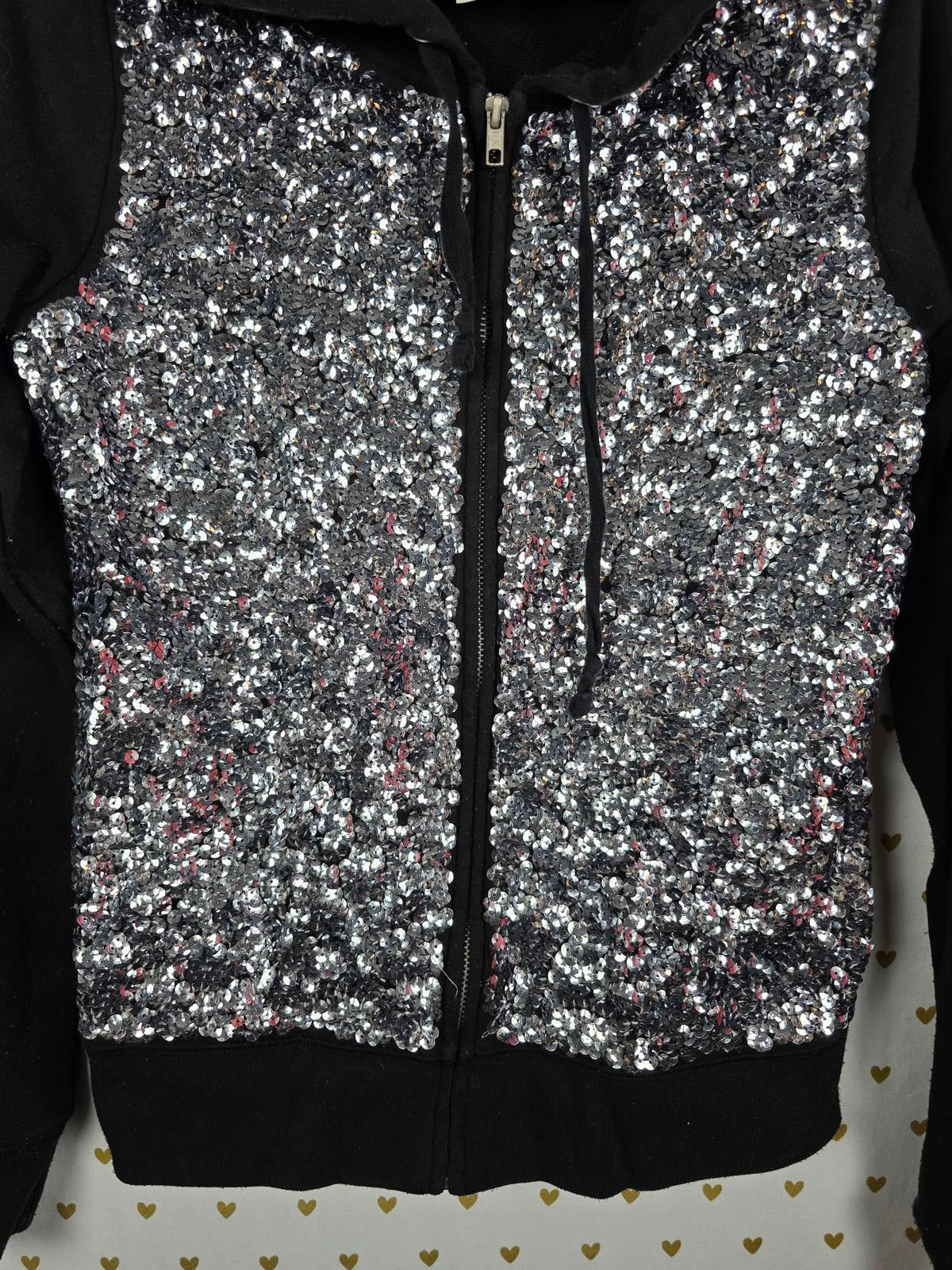 Victoria's Secret PINK Fashion Show Silver Sequin Bling Hoodie XS RARE