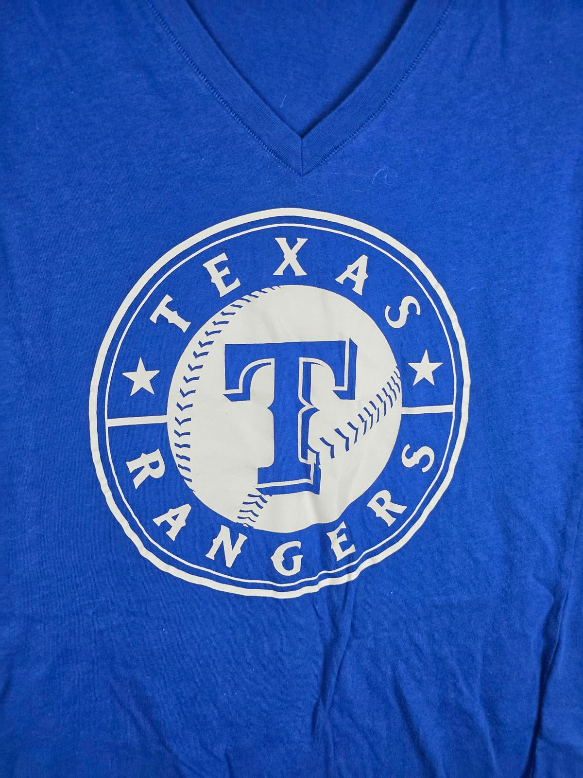 Victorias Secret PINK TEXAS RANGERS MLB Blue V Neck Tee Shirt MEDIUM