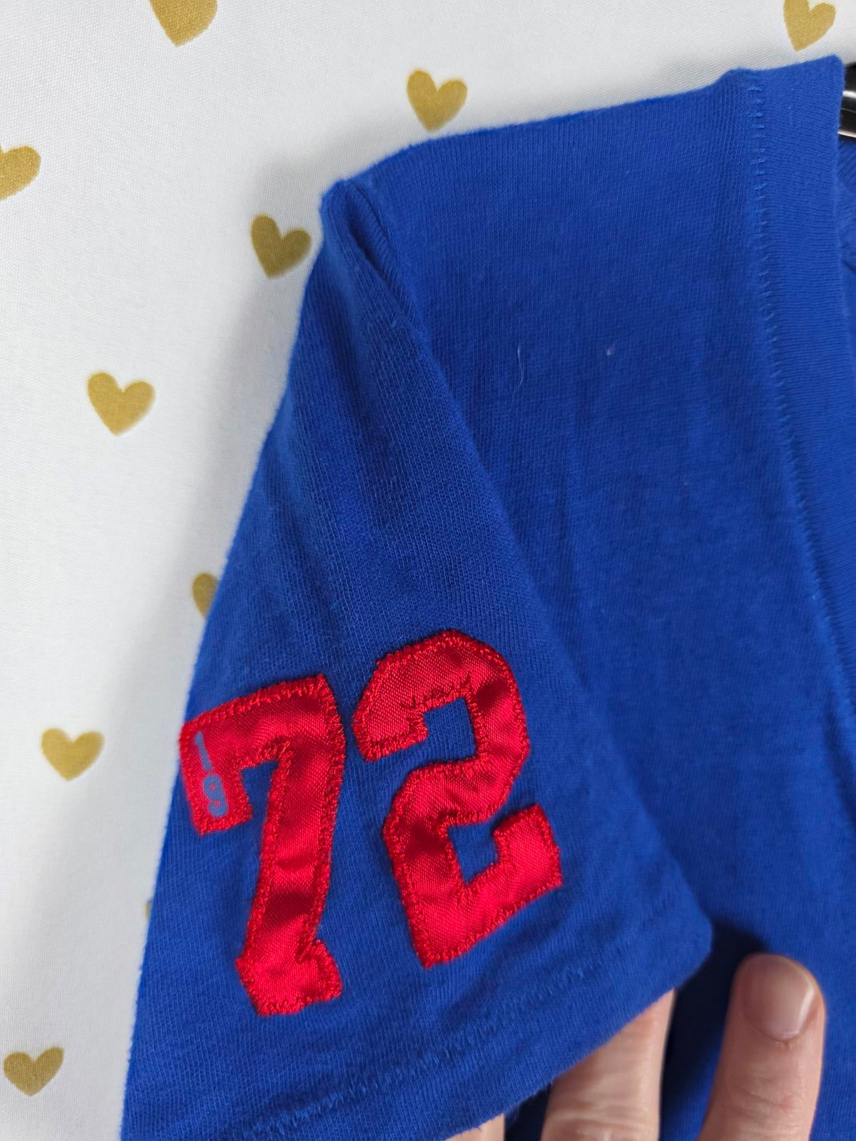 Victorias Secret PINK TEXAS RANGERS MLB Blue V Neck Tee Shirt MEDIUM