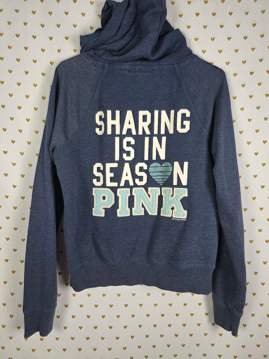 Victorias Secret Pink SHARING IS IN SEASON RARE VTG Hoodie Sweater LARGE