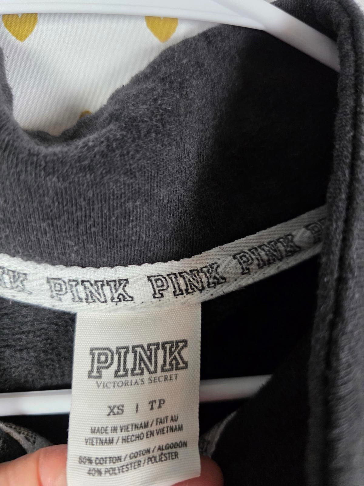 Victorias Secret Pink LOVE Y2K Quarter Zip Sweater Shirt Black  XS