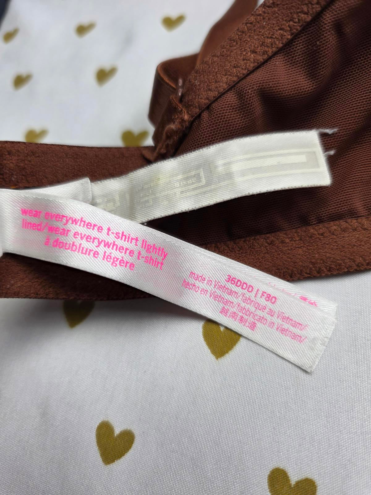 Victorias Secret PINK Brown 36DDD Wear Everywhere T shirt lightly Lined Bra