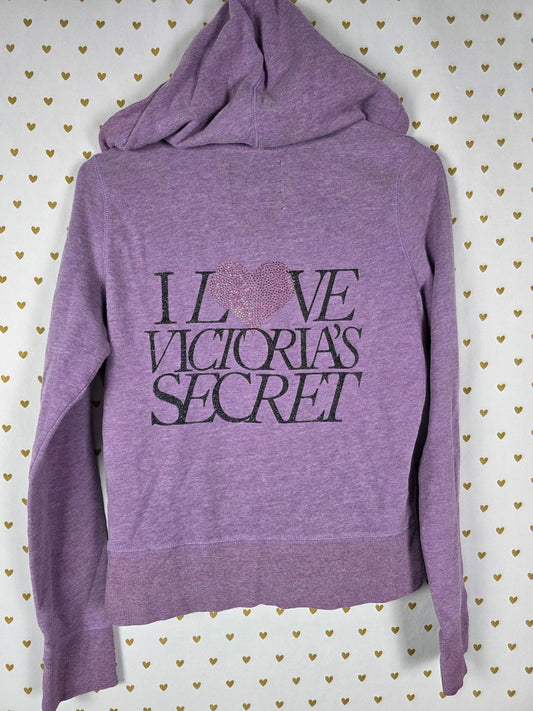 Victoria Secret Supermodel WING Essential I Love Rhinestone Purple Medium Hoodie