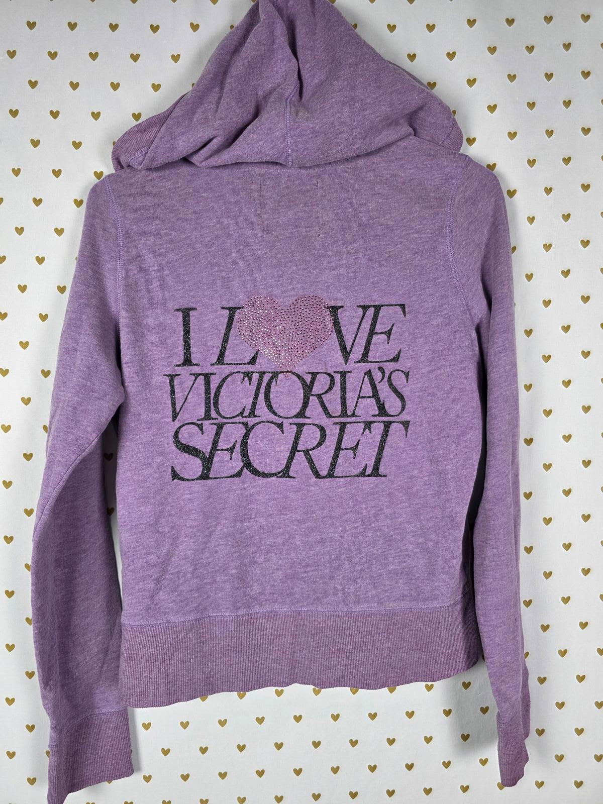 Victoria Secret Supermodel WING Essential I Love Rhinestone Purple Medium Hoodie