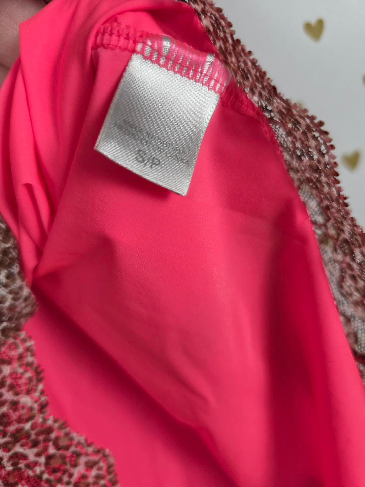 Victorias Secret Sexy Neon Satin Leopard Print Lace Chemise Slip Nightie SMALL