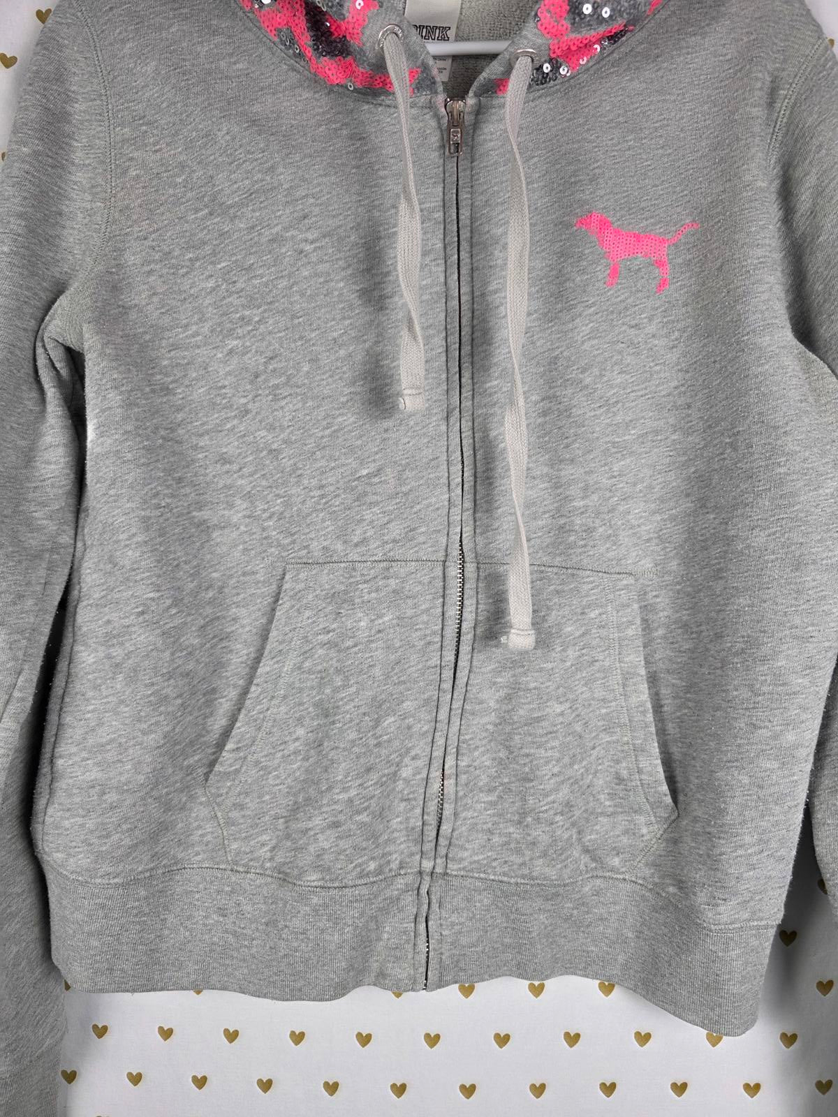 Victorias Secret Pink CHEVRON BLING RARE Hoodie Jacket Full Zip MEDIUM