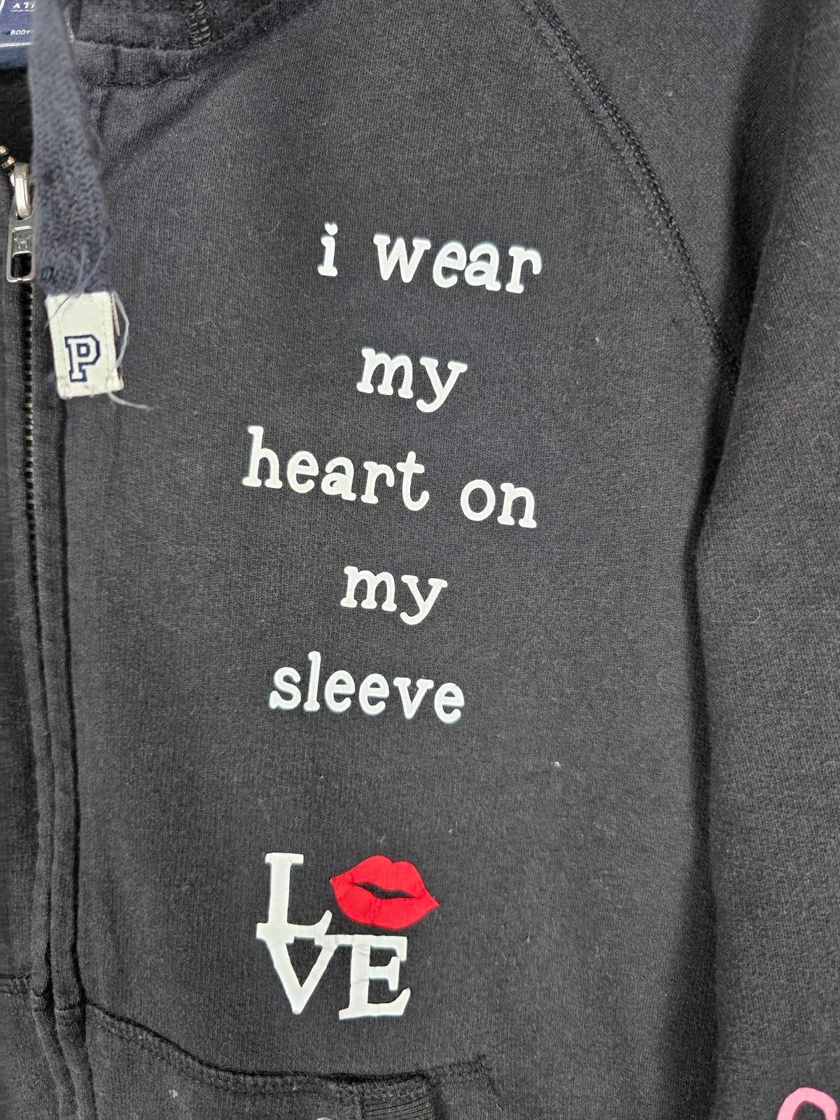 Victorias Secret Pink RARE PEACE HEART ON MY SLEEVE Hoodie Jacket Large
