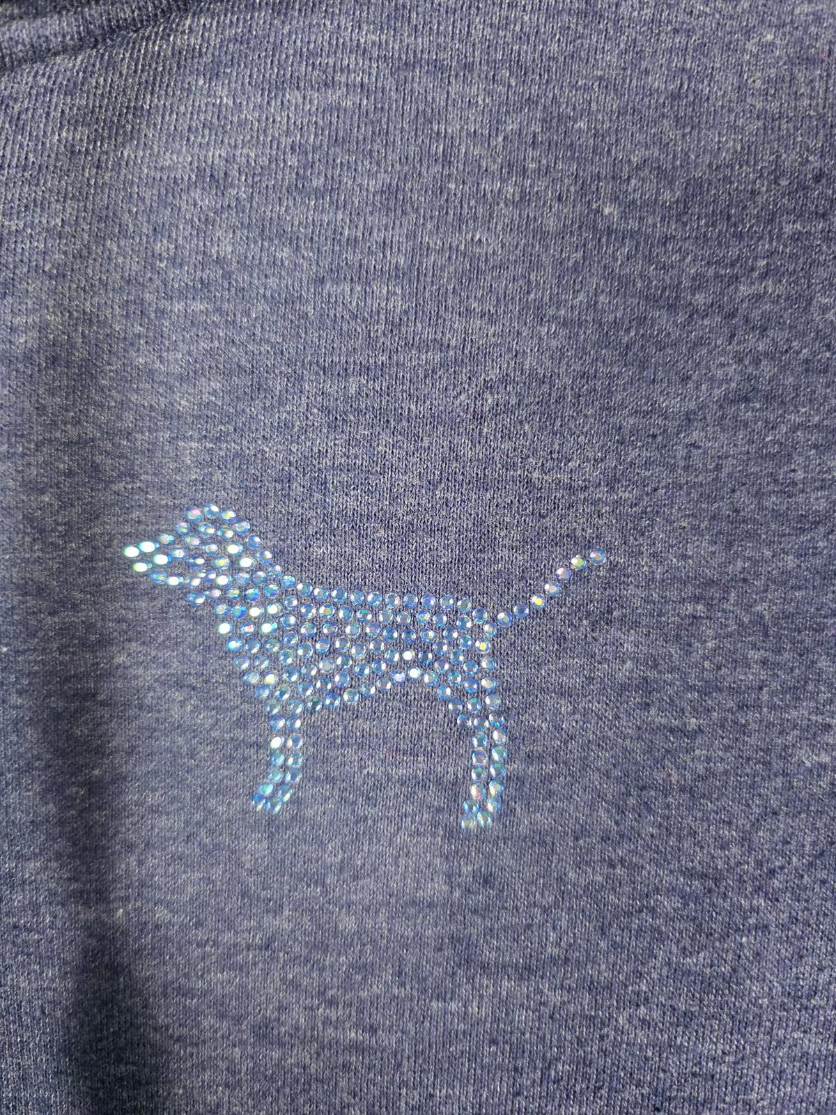 Victorias Secret Pink STUDDED BLING Rhinestone Hoodie Jacket Blue XS