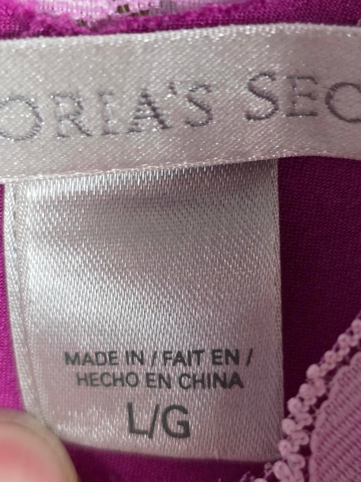 Victorias Secret Silky Purple Satin Lace Lined Chemise Slip Lingerie LARGE