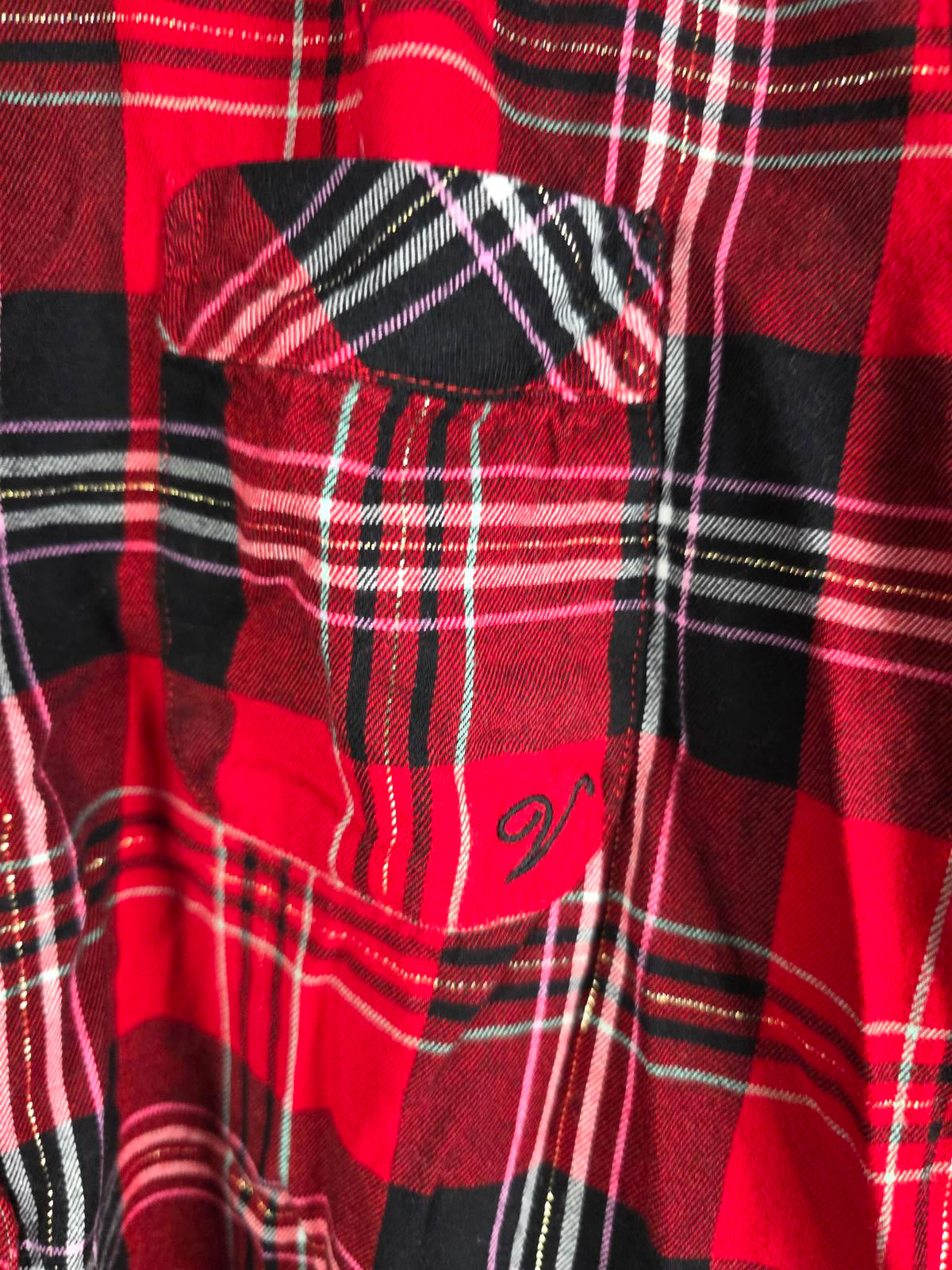 Victorias Secret PLAID Sleep Pajama Set Pants Button down Top Sleep 2pc  MEDIUM