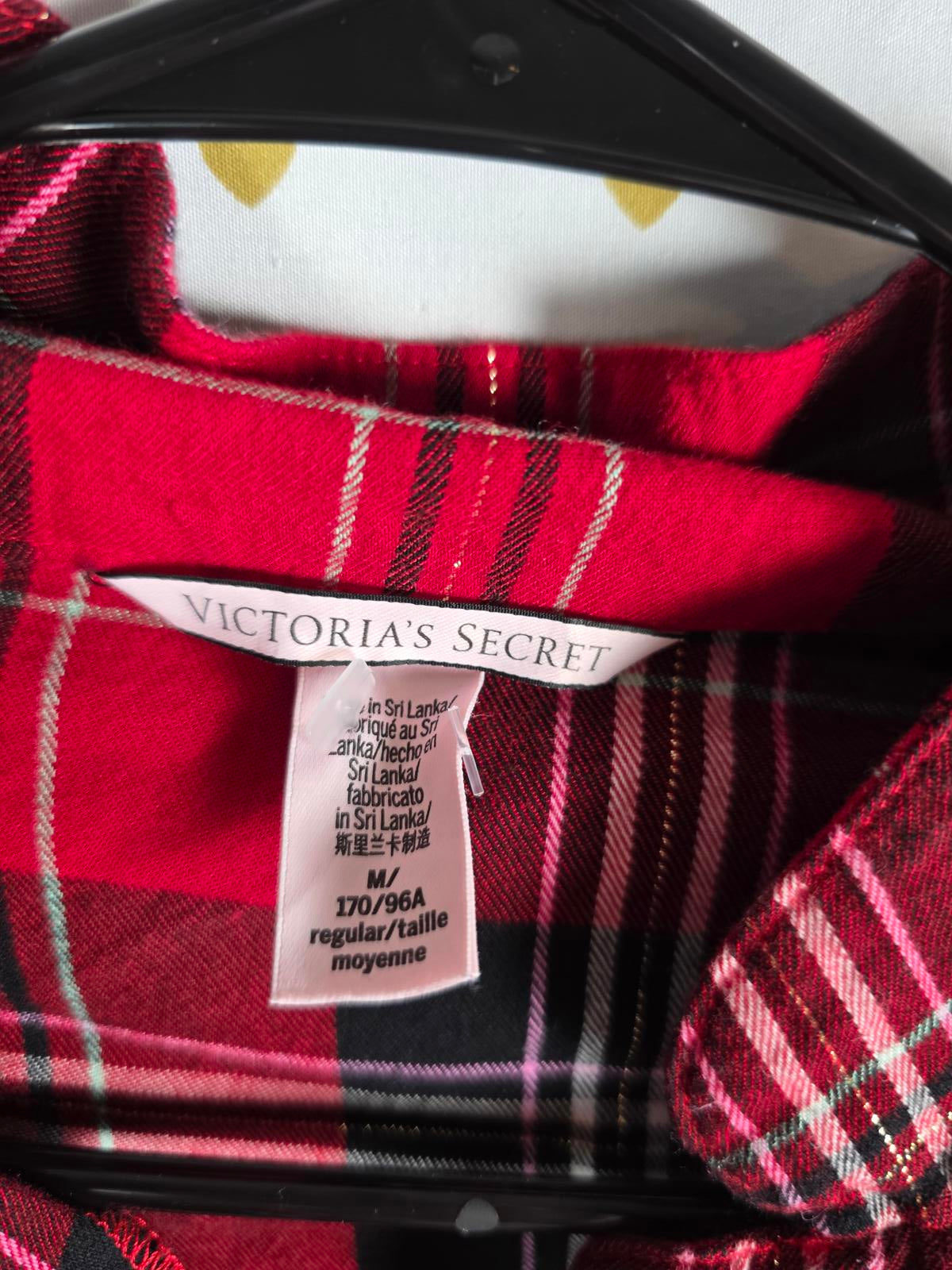 Victorias Secret PLAID Sleep Pajama Set Pants Button down Top Sleep 2pc  MEDIUM
