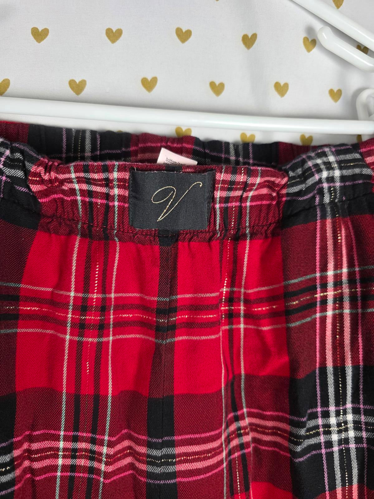Victorias Secret PLAID Sleep Pajama Set Pants Button down Top Sleep 2pc  MEDIUM