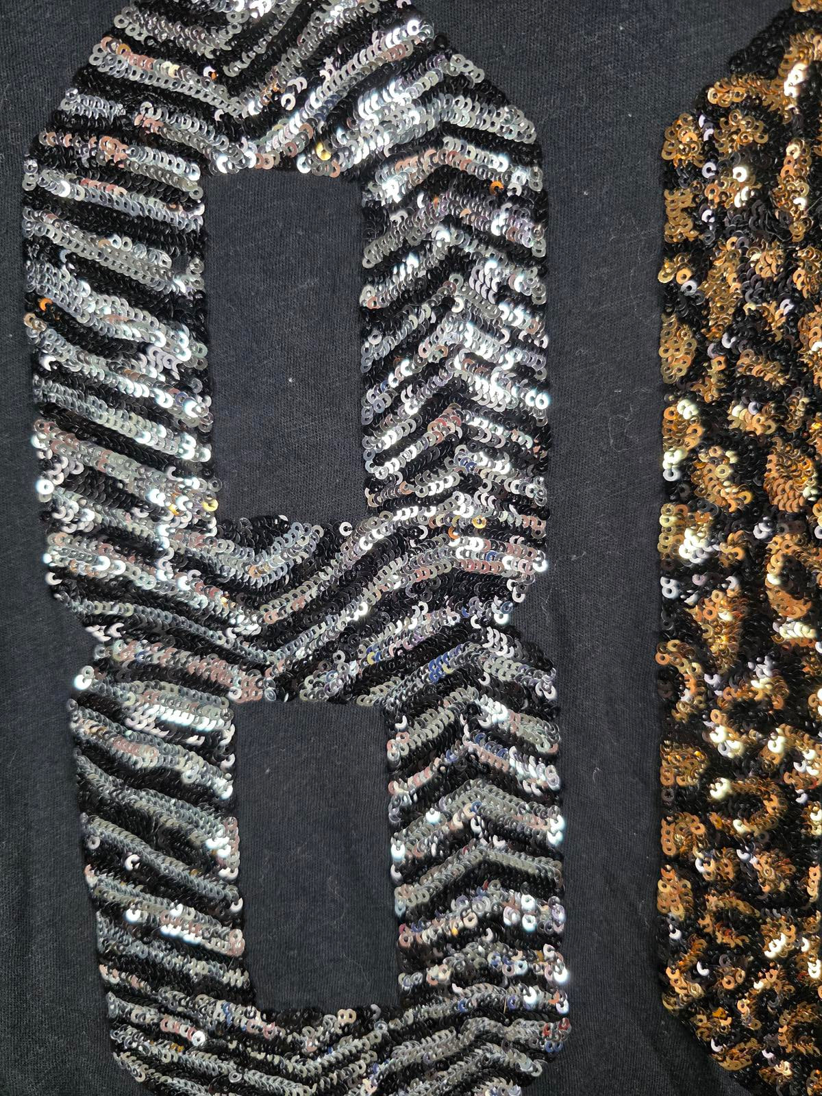 Victorias Secret Pink ANIMAL PRINT ZEBRA LEOPARD BLING SET Hoodie Tee Shirt Gold