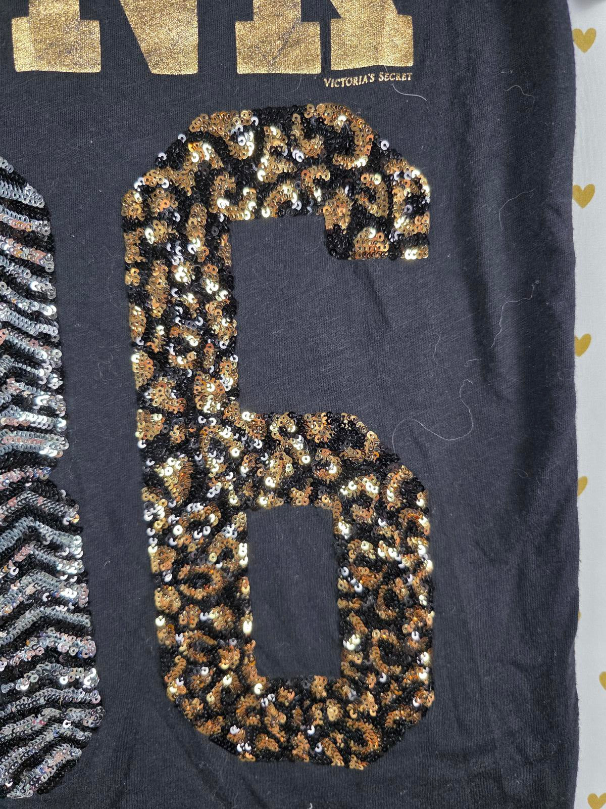 Victorias Secret Pink ANIMAL PRINT ZEBRA LEOPARD BLING SET Hoodie Tee Shirt Gold