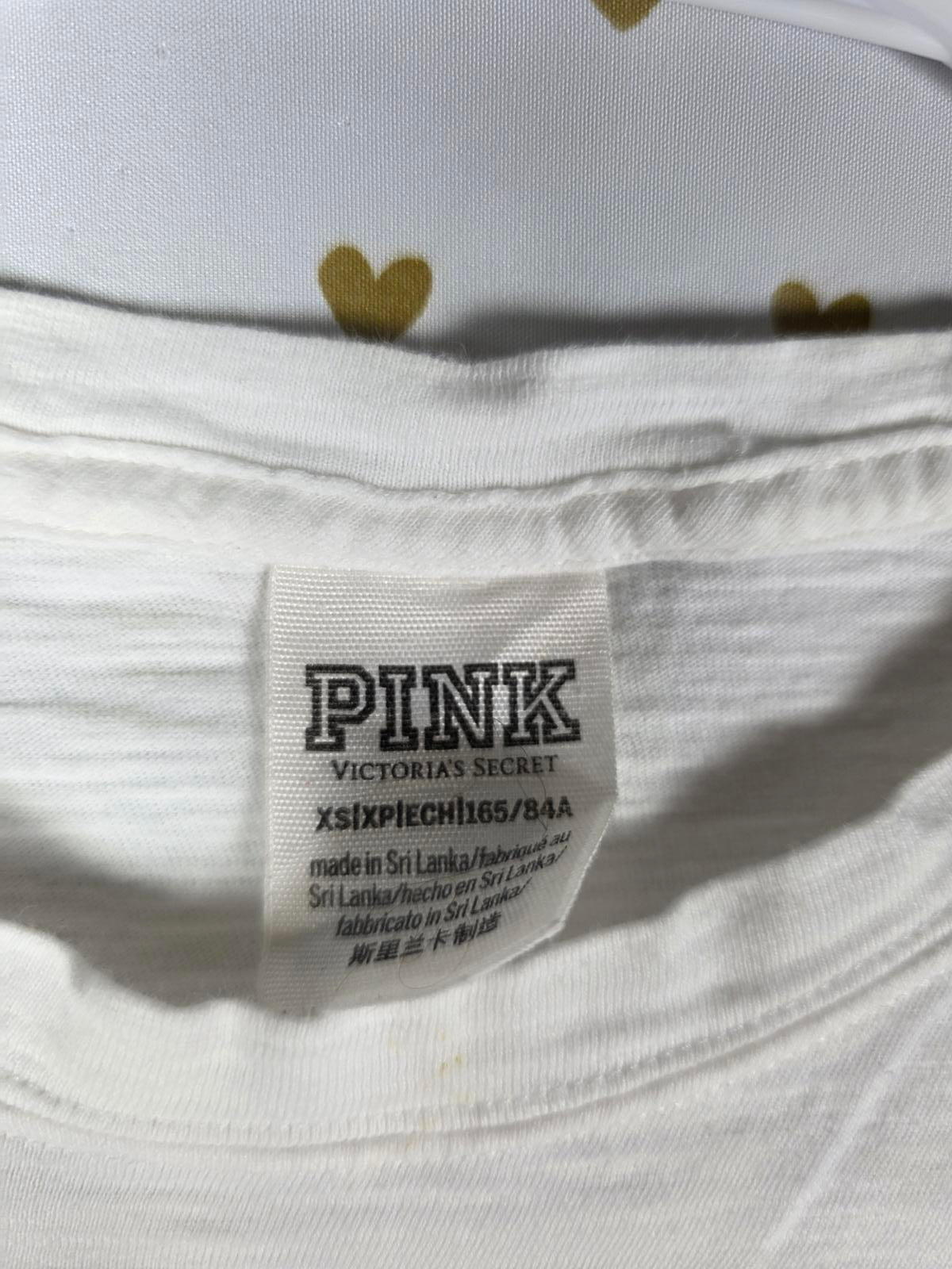 Victorias Secret PINK White Long Sleeve Bling Sequined Tee Shirt WHITE XS