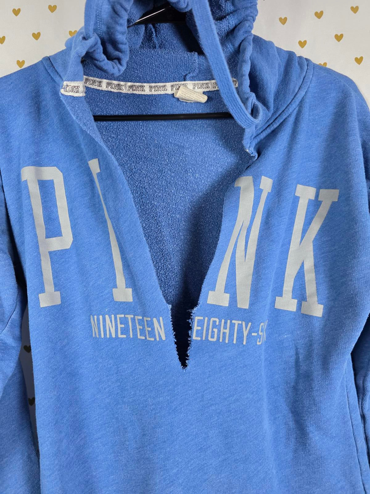 Victorias Secret Pink V Neck Logo Pullover Sweater Shirt XS