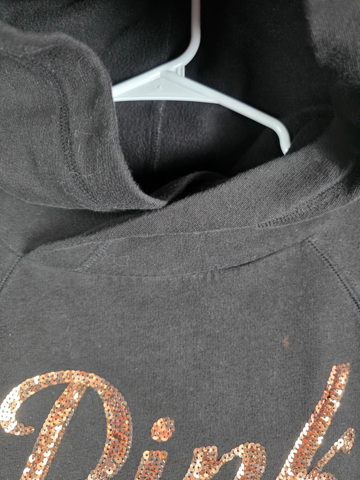 Victorias Secret Pink Rose Gold BLING Logo Pullover Oversized Sweater Top SMALL