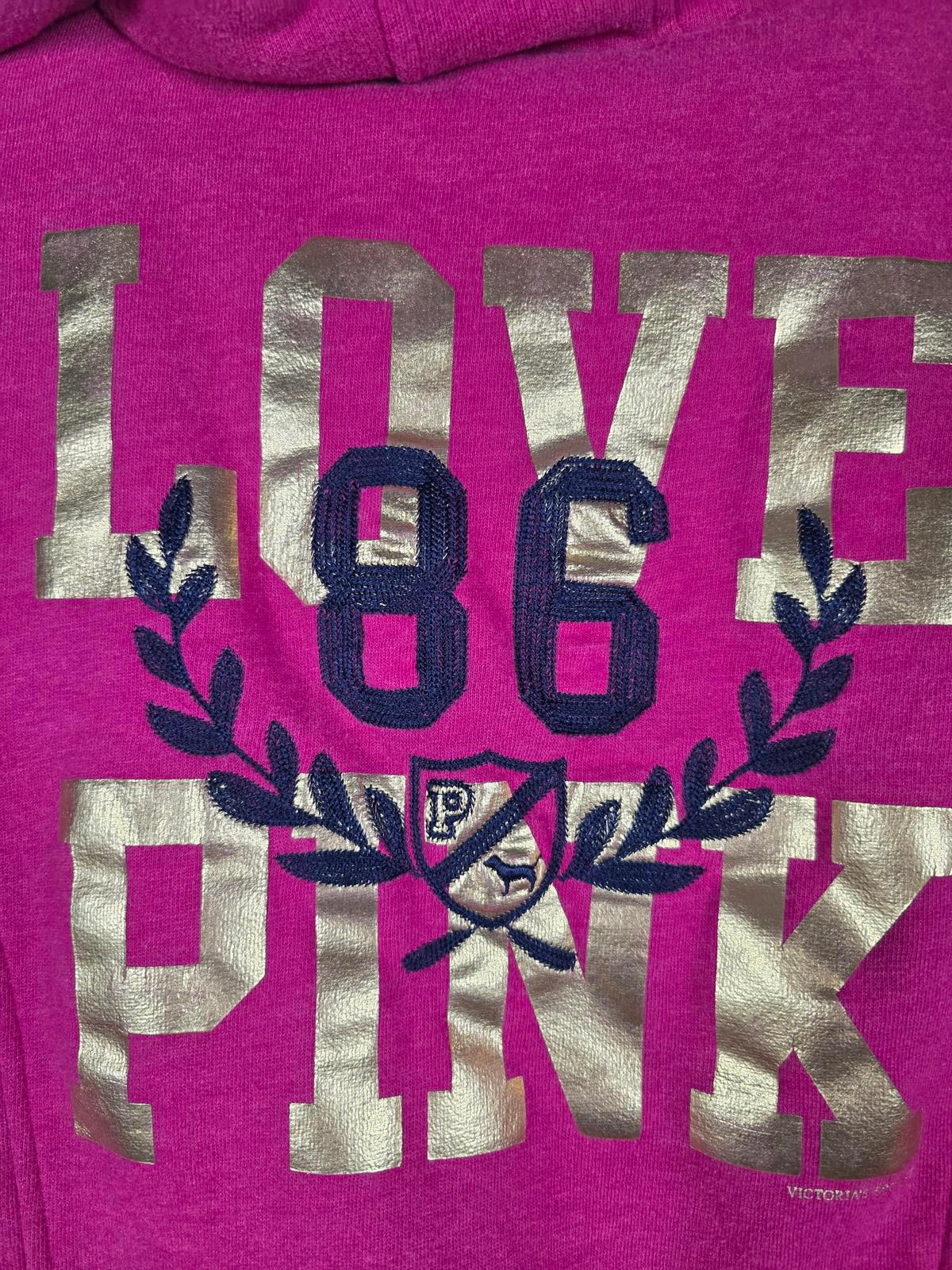 Victorias Secret Pink GRAIL FUR Lined LOVE Hoodie Double Breasted Y2K VTG jacket