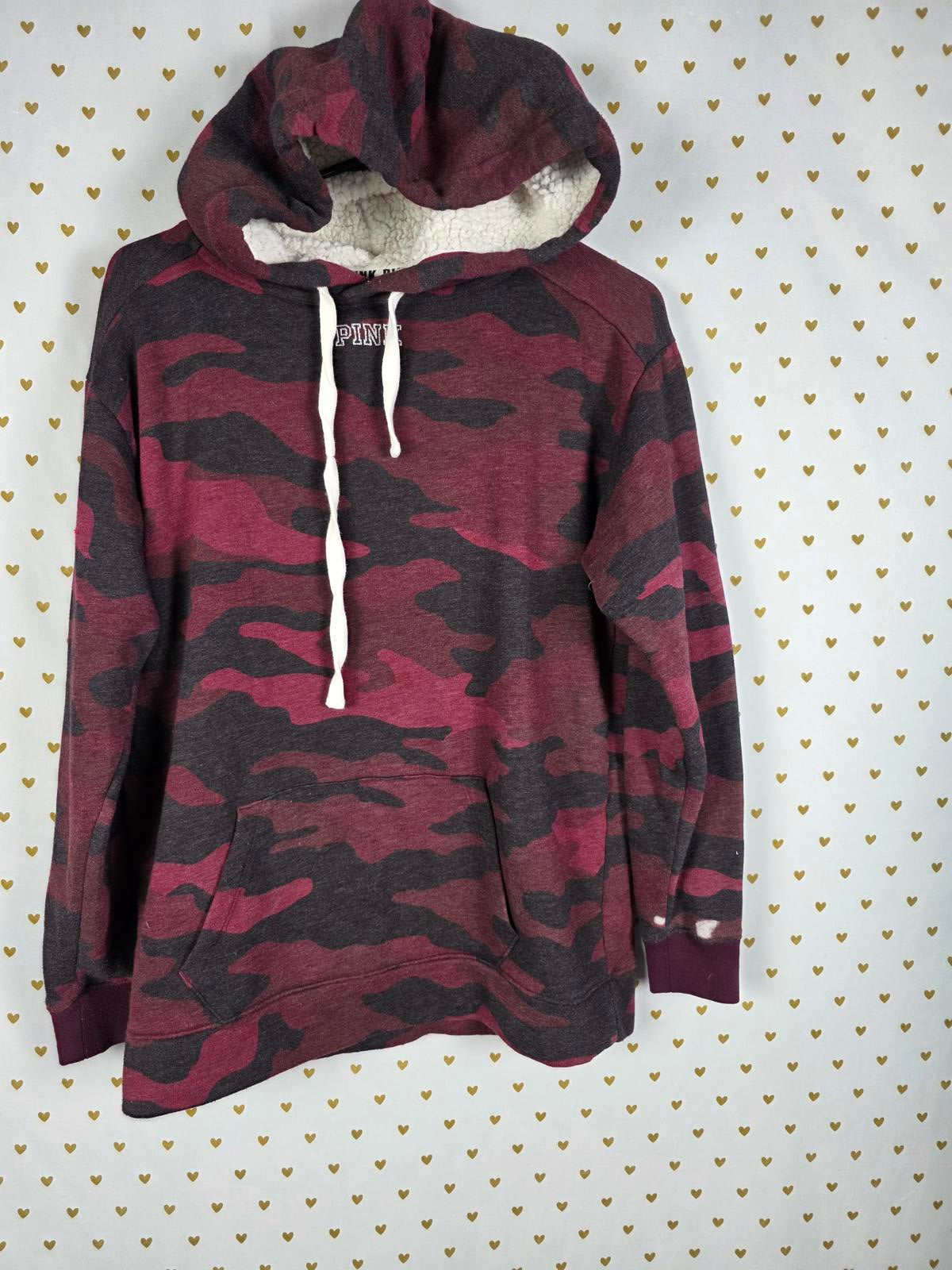 Victorias Secret Pink Bling Sherpa Pullover Hoodie Sequined Sweater XS