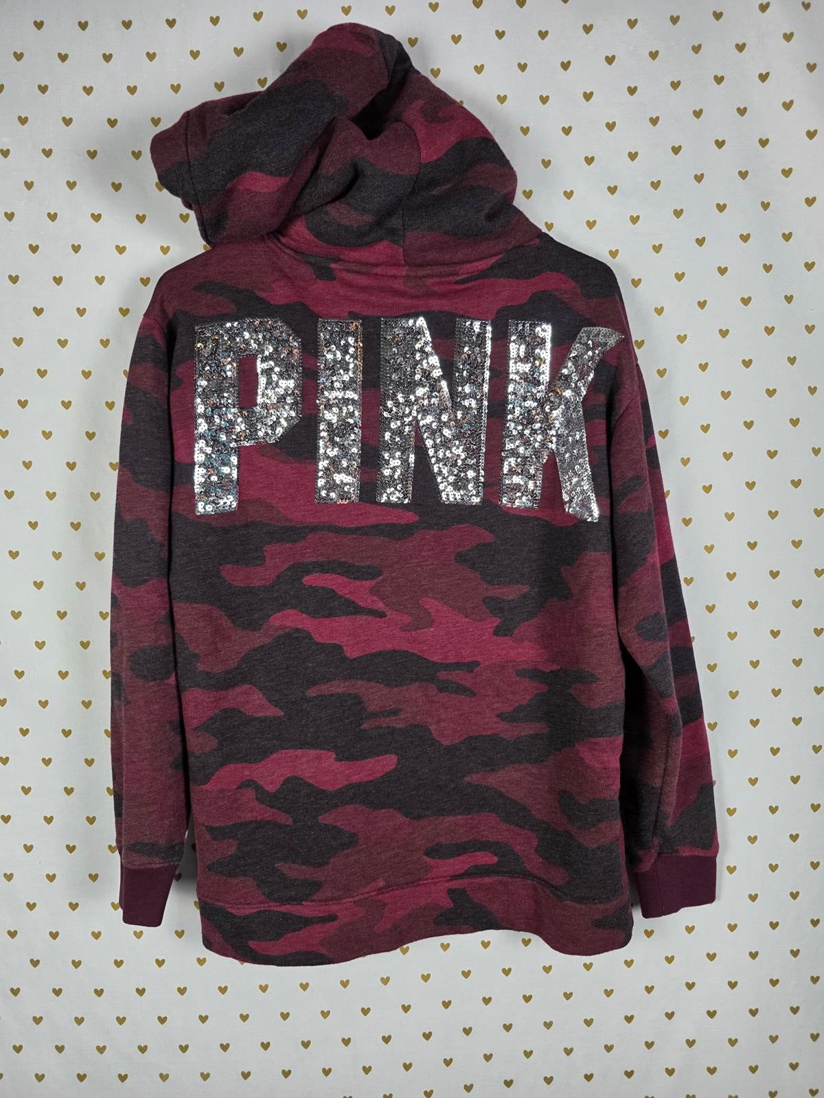Victorias Secret Pink Bling Sherpa Pullover Hoodie Sequined Sweater XS