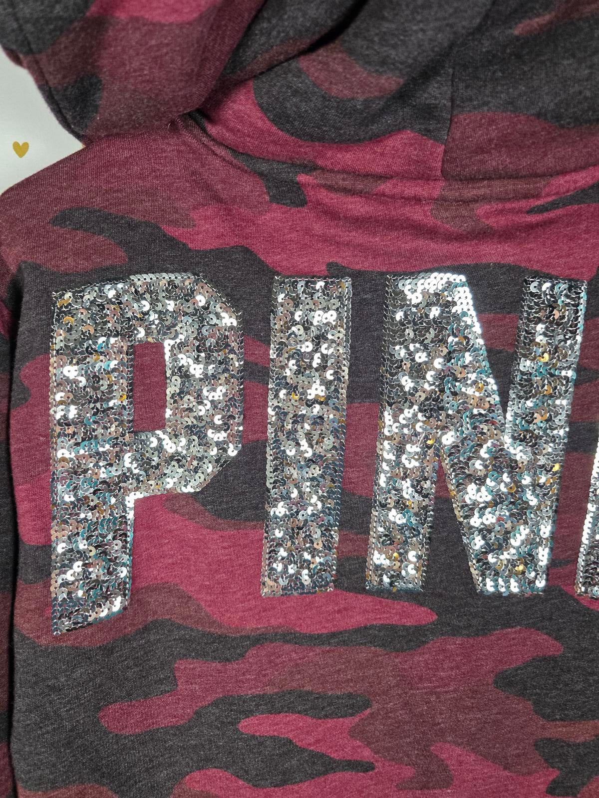 Victorias Secret Pink Bling Sherpa Pullover Hoodie Sequined Sweater XS