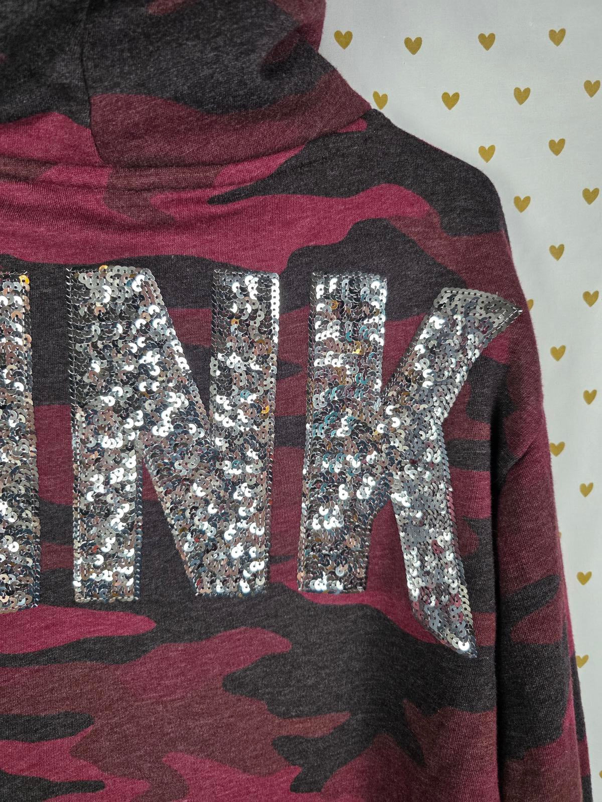Victorias Secret Pink Bling Sherpa Pullover Hoodie Sequined Sweater XS
