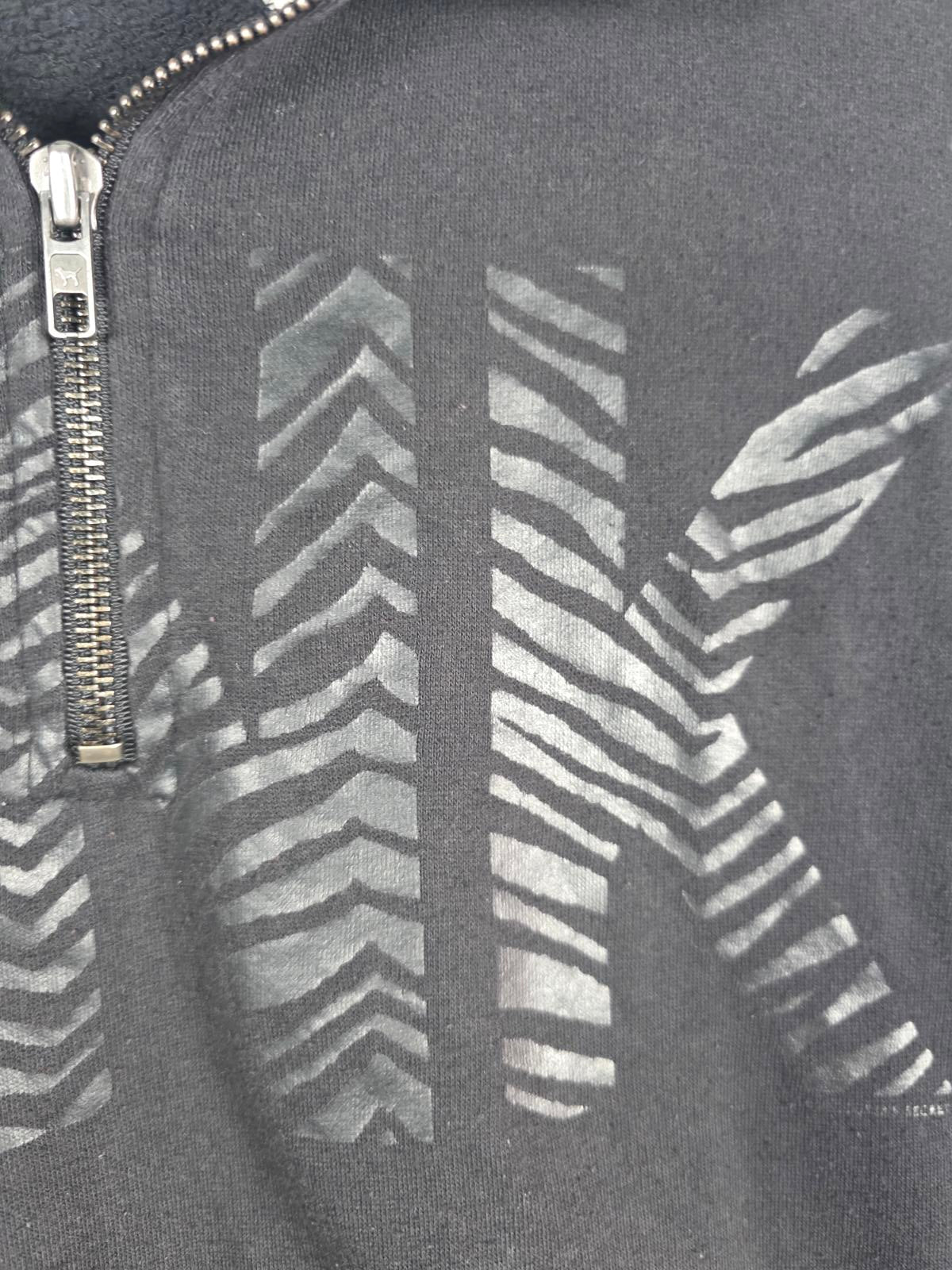 Victorias Secret Pink ZEBRA AnimaL Print VINTAGE Y2k Quarter Zip Sweater Shirt M