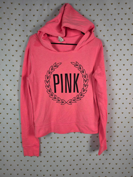Victorias Secret Pink Neon Logo Pullover Hoodie Sweater SMALL