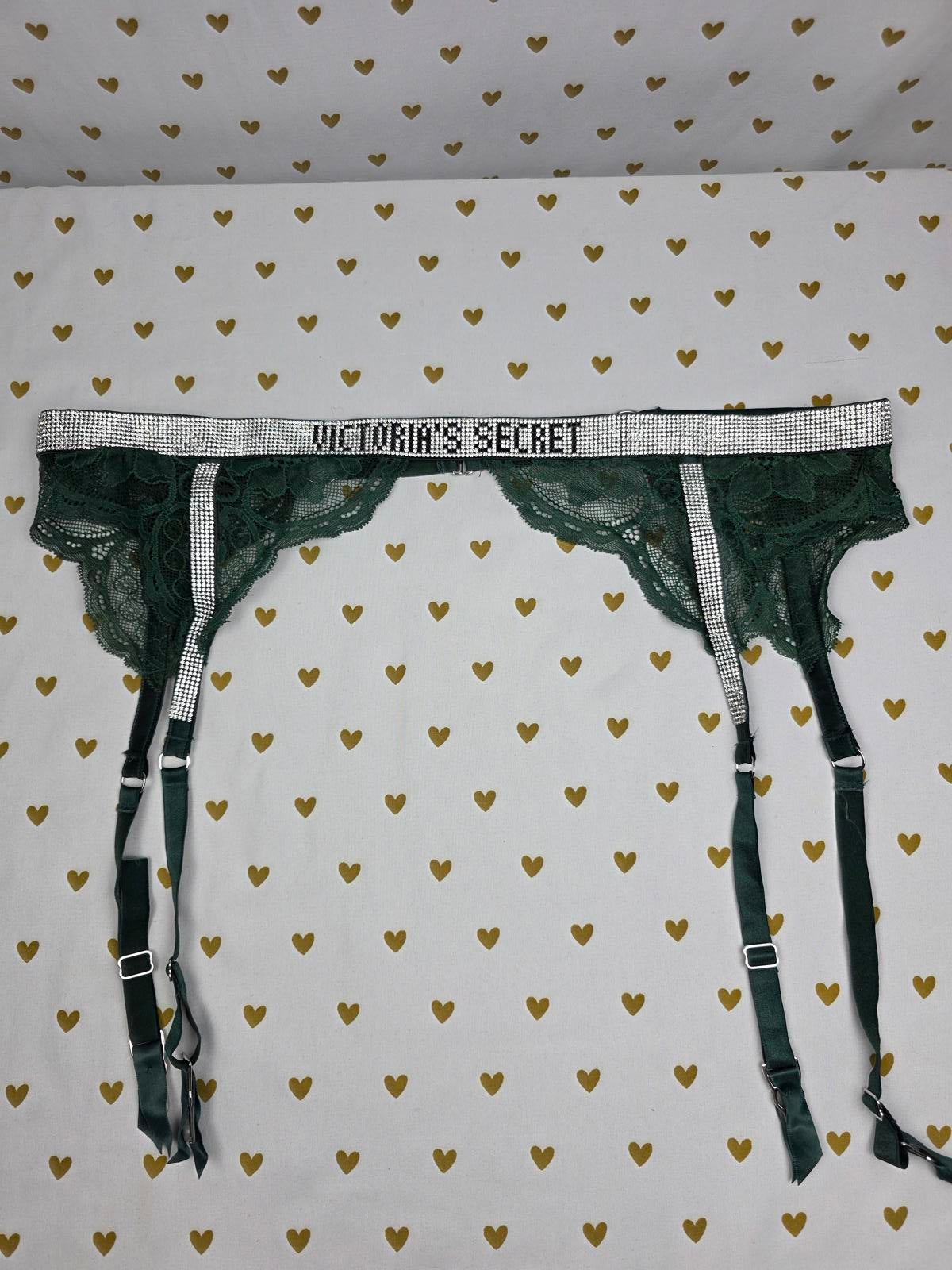 Victorias Secret BLING Shine Garter Belt Strap Green Medium Large Lingerie