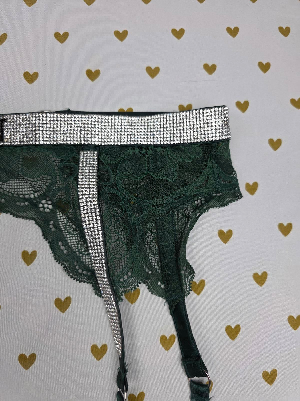 Victorias Secret BLING Shine Garter Belt Strap Green Medium Large Lingerie