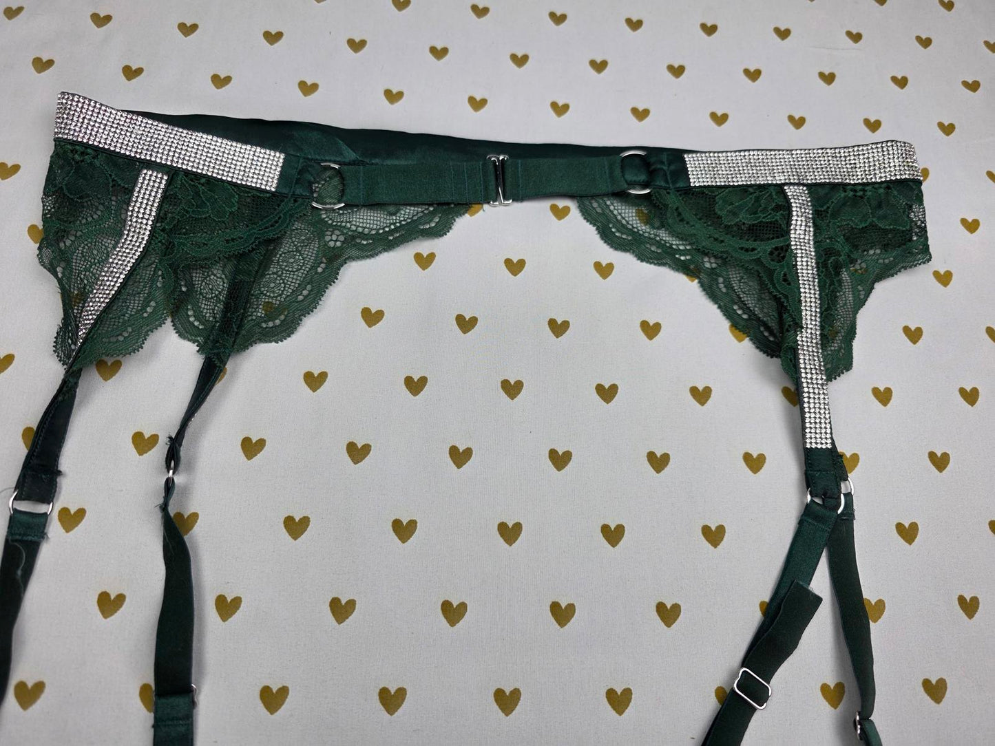 Victorias Secret BLING Shine Garter Belt Strap Green Medium Large Lingerie