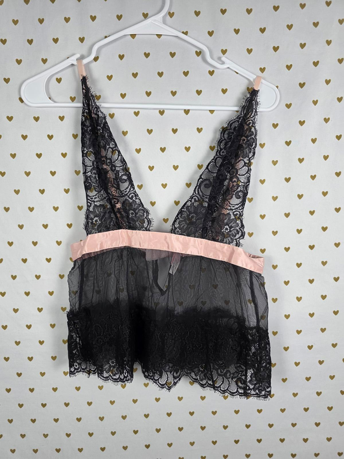 Victorias Secret Sheer Babydoll Tank Lace Lingerie Top VINTAGE y2k MEDIUM