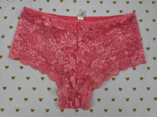 Victorias Secret Thong Cheeky Lace Cover VINTAGE Large Heart Label Panties