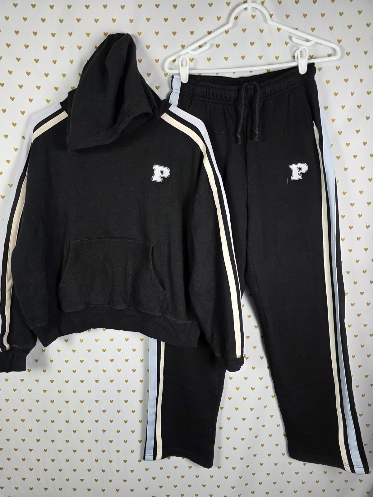 Victorias Secret Pink Ivy Campus Pullover Hoodie Sweater Joggers Sweatpants MED