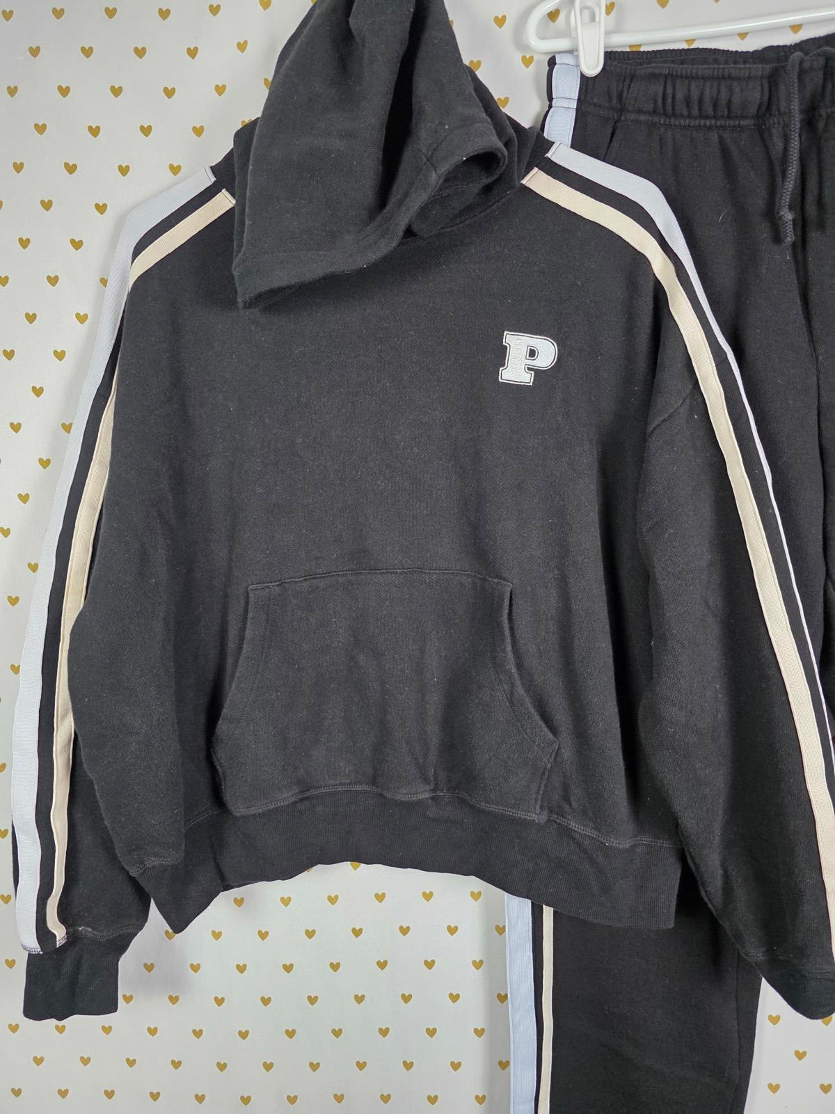 Victorias Secret Pink Ivy Campus Pullover Hoodie Sweater Joggers Sweatpants MED