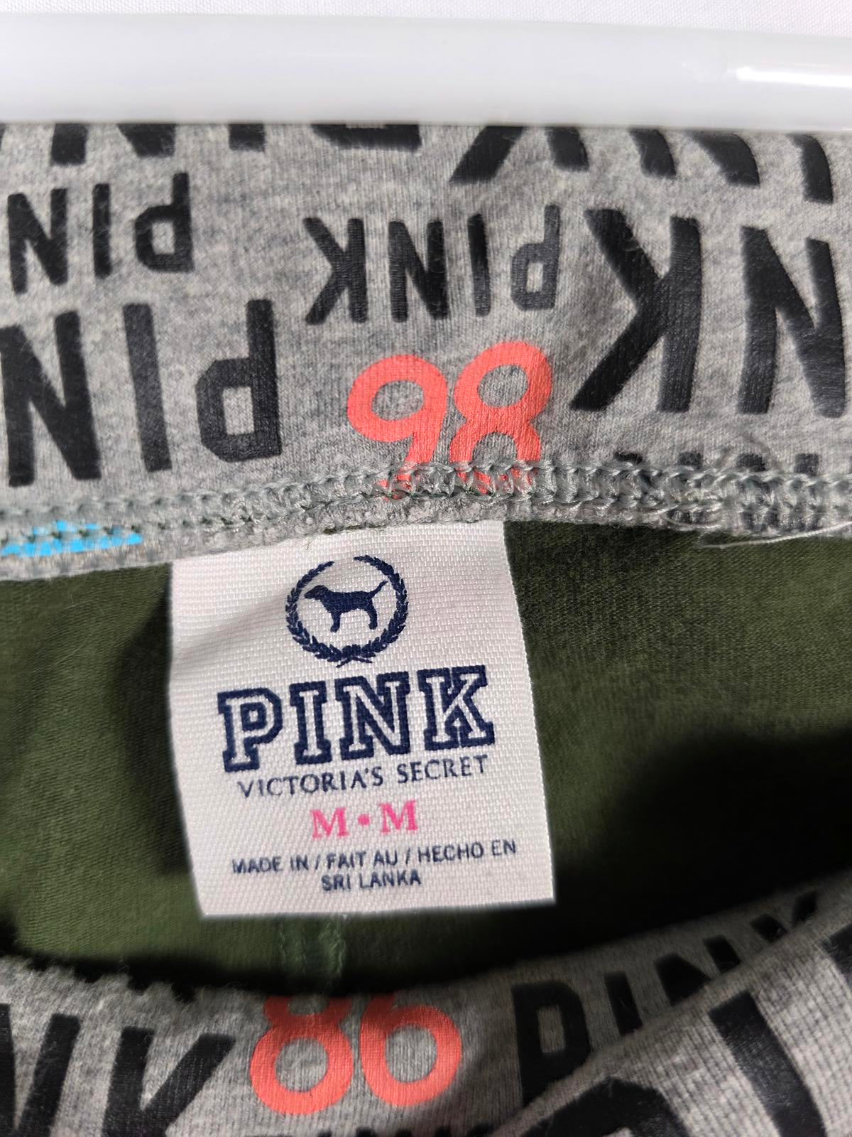 Victorias Secret PINK GREEN VTG Capri Foldover Yoga Pants Bling Studded MED