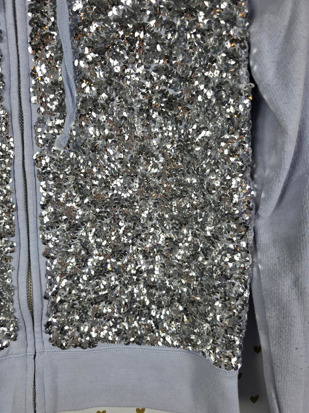 Victoria's Secret PINK Fashion Show Silver Sequin Bling Hoodie SMALL Rare