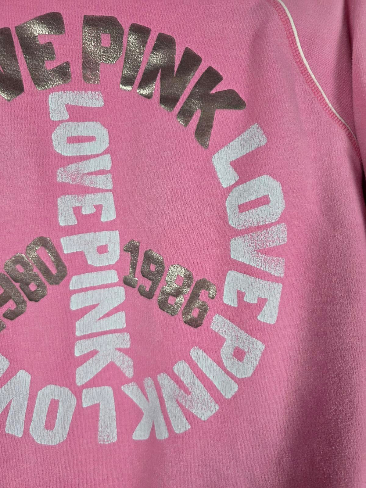 Victorias Secret Pink PEACE VIntage LOVE pullover Hoodie Sweater MEDIUM Y2k